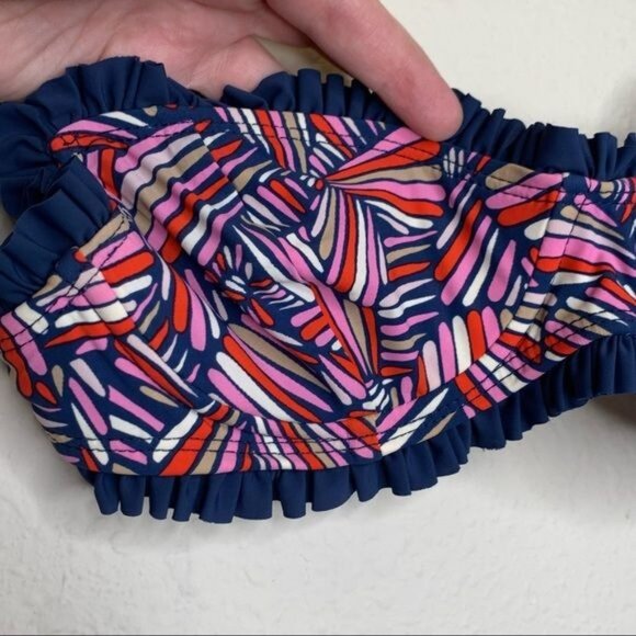 Marc By Marc Jacobs Swimwear Bikini Top Small Blue & Multicolor Ruffle Straps - Picture 5 of 10